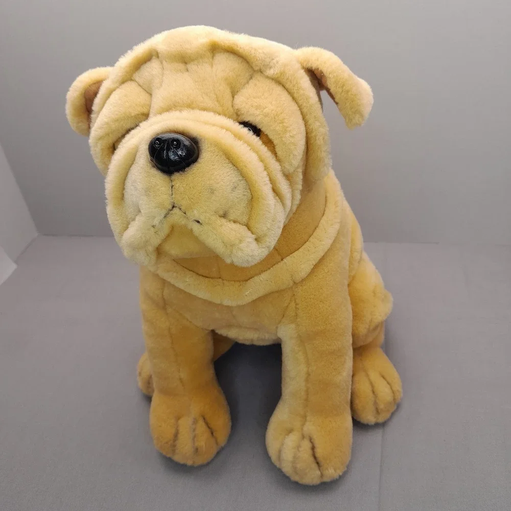 Market Identity Shar Pei Dog Plush Stuffed Animal Tan Wrinkled Puppy 10 Inch